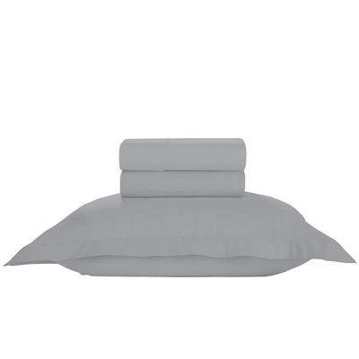 Jogo de Cama 100% algodão Solteiro Liso 200 Fios Nova América Cinza