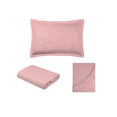 Jogo de Cama 100% algodão Solteiro Liso 200 Fios Nova América Rosê