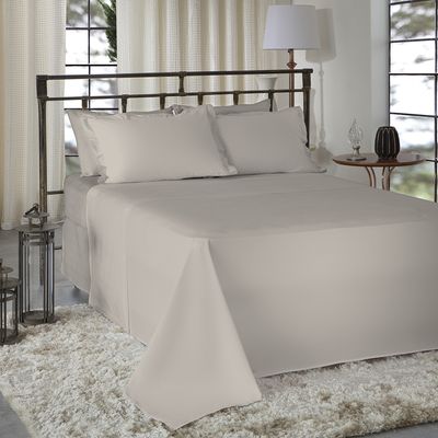 Jogo de Cama 100% algodão Queen Size Liso 200 Fios Nova América Bege