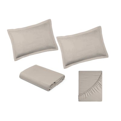 Jogo de Cama 100% algodão Queen Size Liso 200 Fios Nova América Bege