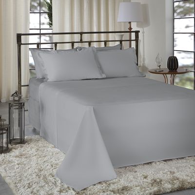 Jogo de Cama 100% algodão Queen Size Liso 200 Fios Nova América Cinza