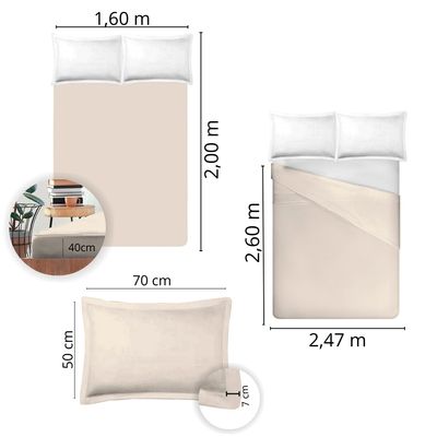 Jogo de Cama 100% algodão Queen Size Liso 200 Fios Nova América Pérola