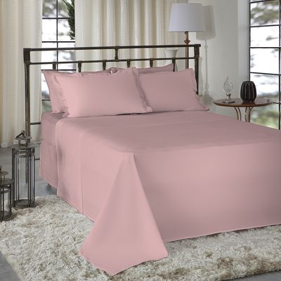 Jogo de Cama 100% algodão Queen Size Liso 200 Fios Nova América Rosê