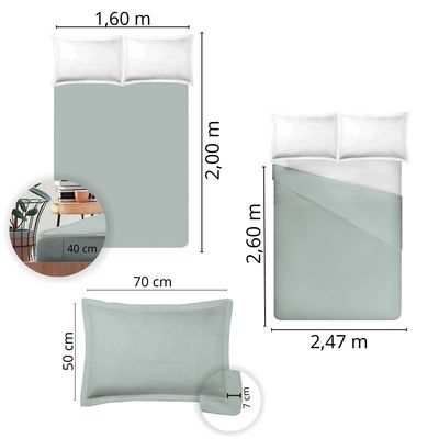 Jogo de Cama 100% algodão Queen Size Liso 200 Fios Nova América Verde
