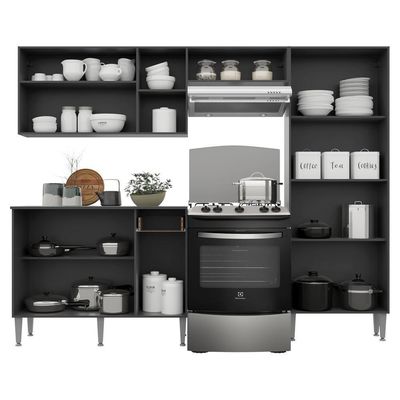 Cozinha Compacta Multimóveis Pequim Up Fg2999 Com Armário E Balcão Preta/lacca Fumê