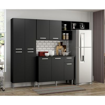 Cozinha Compacta Multimóveis Pequim Fg2933 Com Armário E Balcão Preta