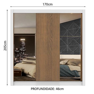 Guarda Roupa Casal Mônaco Branco 3 Portas de Correr Madesa