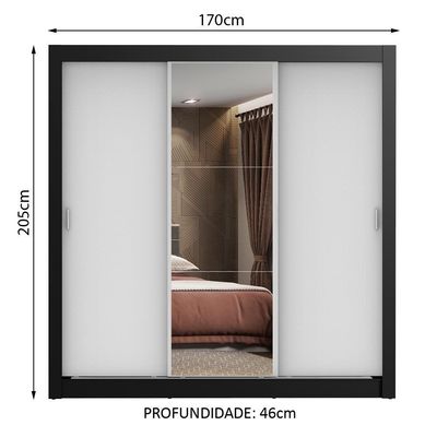 Guarda Roupa Lyon 3 Portas com Espelho e 2 Gavetas Madesa