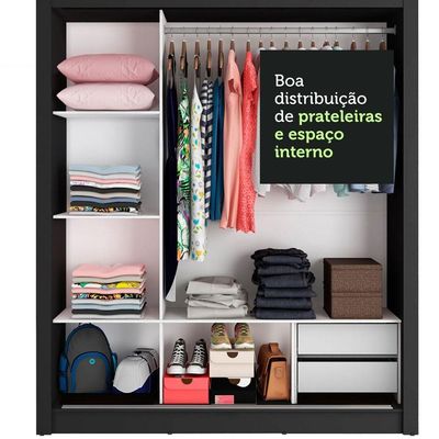 Guarda Roupa Lyon 3 Portas com Espelho e 2 Gavetas Madesa