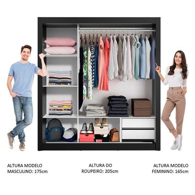 Guarda Roupa Lyon 3 Portas com Espelho e 2 Gavetas Madesa