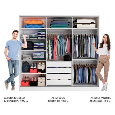 Guarda Roupa Eros 100% MDF 3 Portas 1 Espelho Madesa