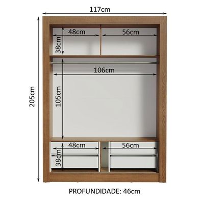 Guarda Roupa Solteiro 2 Portas Correr 4 Gavetas Plus Madesa