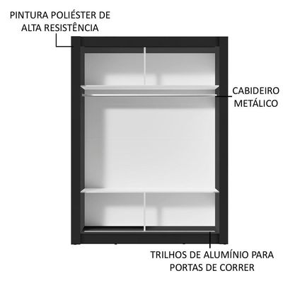 Guarda Roupa Solteiro 2 Portas Correr Espelho Denver Madesa
