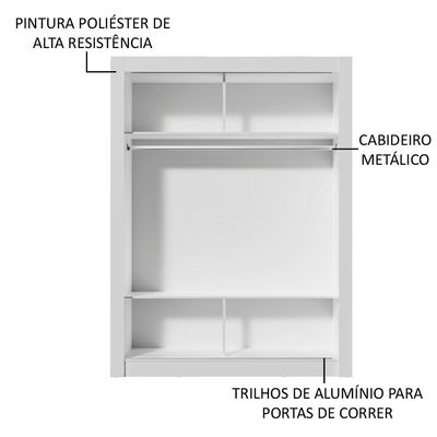 Guarda Roupa Solteiro 2 Portas de Correr Denver Madesa