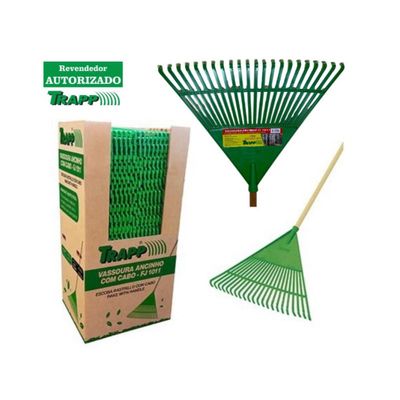 Vassoura Plástica Rastelo Para Grama Jardim C/ Cabo Fj1011 Trapp