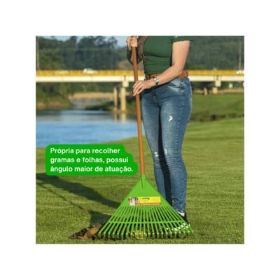 Vassoura Plástica Rastelo Para Grama Jardim C/ Cabo Fj1011 Trapp