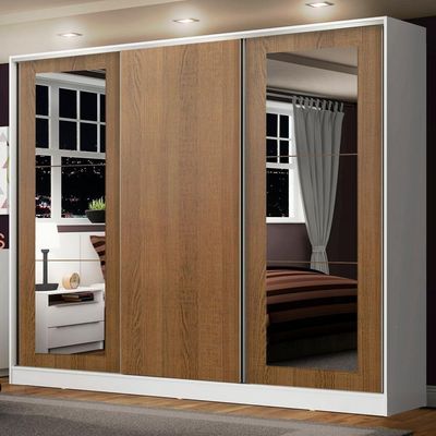 Guarda Roupa Casal Eros 3 Portas de Correr Espelhos Madesa