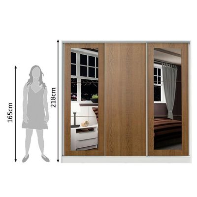Guarda Roupa Casal Eros 3 Portas de Correr Espelhos Madesa