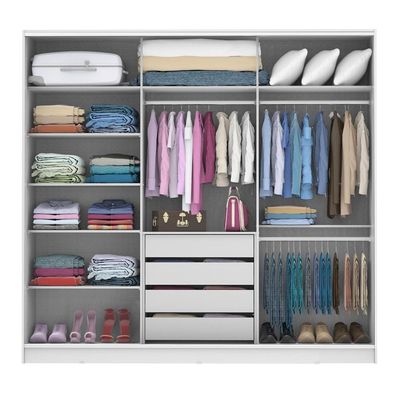 Guarda Roupa Casal Eros 3 Portas de Correr Espelhos Madesa