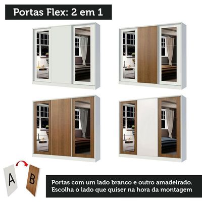 Guarda Roupa Casal Eros 3 Portas de Correr Espelhos Madesa