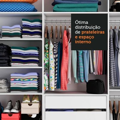 Guarda Roupa Casal Eros 3 Portas de Correr Espelhos Madesa