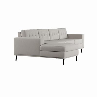 Sofá 4 Lugares Life com Chaise Esquerdo Pé Palito Linho Cotton Cru