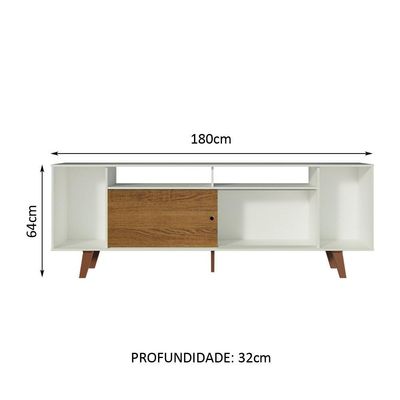 Rack Cancun para TV até 65" com Pés Branco/Rustic Madesa