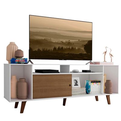 Rack Cancun para TV até 65" com Pés Branco/Rustic Madesa