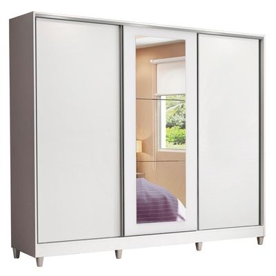 Guarda Roupa Eros 3 Portas Correr 1 Espelho 100% MDF Madesa