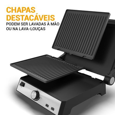Grill Philco 2 em 1 Chapas Removíveis e abertura 180° PGR50A 127V