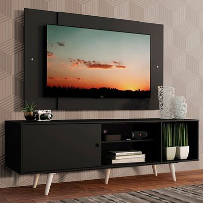 Rack Dubai com Pés e Painel Tv até 58" Preto Madesa