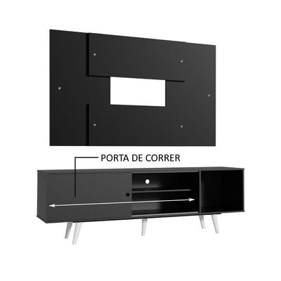 Rack Dubai com Pés e Painel Tv até 58" Preto Madesa
