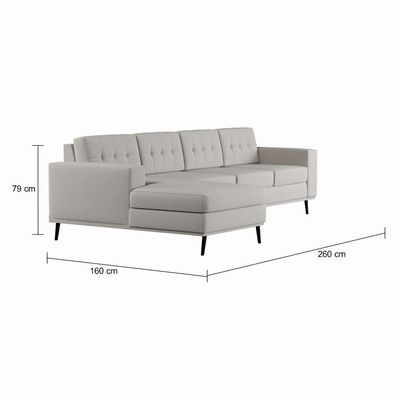 Sofá 4 Lugares Leave com Chaise Esquerdo Pé Palito Linho Cotton Cru