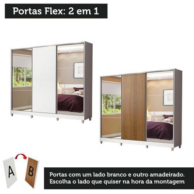 Guarda Roupa Casal Zurique 3 Portas Espelhos Branco/rustic