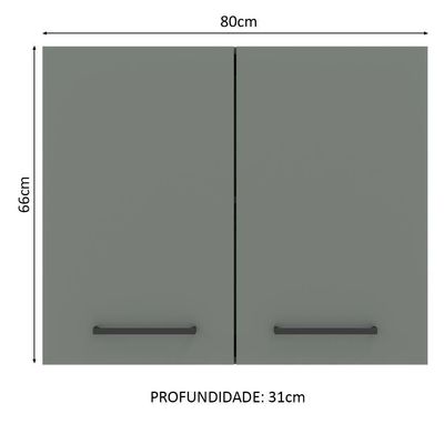 Armário Aéreo com 2 Portas Cinza Agata Madesa