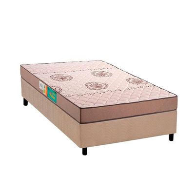 Cama Box Solteiro: Colchão Espuma D33 Polar Pérola + Base CRC Suede Clean(88x188)