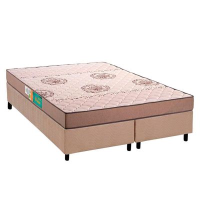 Cama Box Solteiro: Colchão Espuma D33 Polar Pérola + Base CRC Suede Clean(88x188)