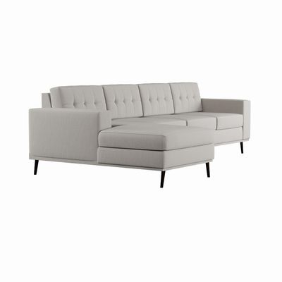 Sofá 4 Lugares Live com Chaise Esquerdo Pé Palito Linho Cotton Cru