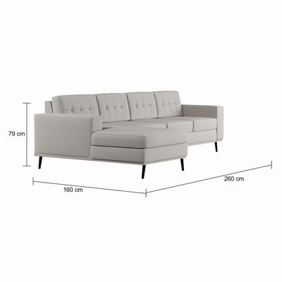 Sofá 4 Lugares Live com Chaise Esquerdo Pé Palito Linho Cotton Cru