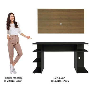 Mesa Gamer Preta e Painel para TV até 50 Polegadas Madesa