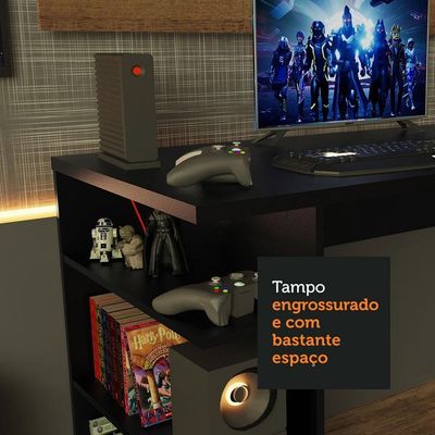 Mesa Gamer Preta e Painel para TV até 50 Polegadas Madesa