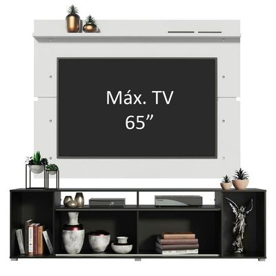 Rack e Painel para TV até 65" Cancun Preto/Branco Madesa