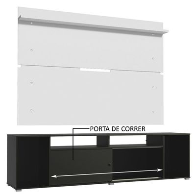 Rack e Painel para TV até 65" Cancun Preto/Branco Madesa