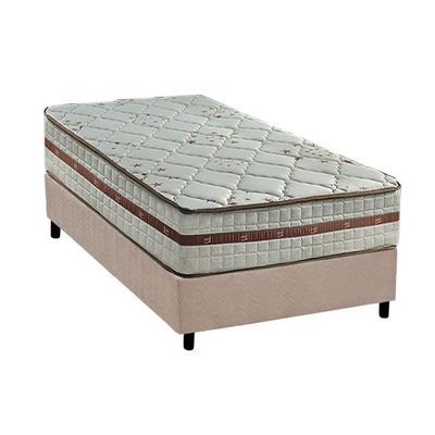 Cama Box Solteiro: Colchão Molas Anjos MasterPocket Ensacadas Classic + Base CRC Suede Clean(88x188)