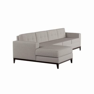 Sofá 4 Lugares Surprised com Chaise Esquerdo Pés e Base em Madeira Linho Cotton Cru
