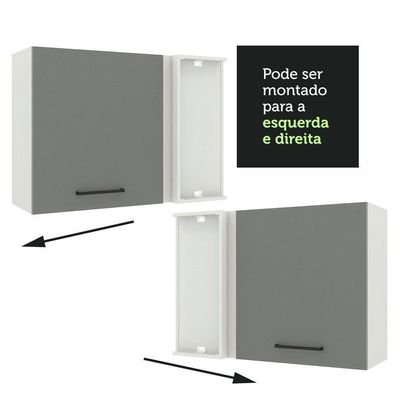 Armário Aéreo de Canto Madesa Agata 1 Porta Branco Cinza
