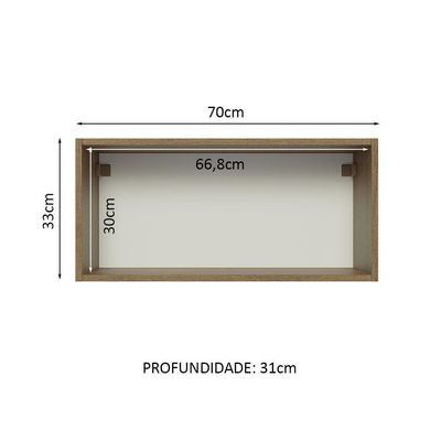 Armário Aéreo de Cozinha Glamy 70cm 1 Porta Basculante Preto
