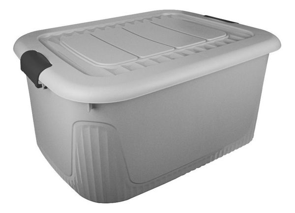 Caixa Organizadora Container 30 Trava/roda Plasnorthon Cinza