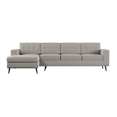 Sofá 4 Lugares Surprised com Chaise Esquerdo Pé Palito Linho Cotton Cru