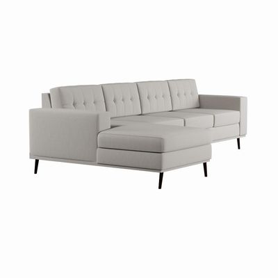 Sofá 4 Lugares Alive com Chaise Esquerdo Pé Palito Linho Cotton Cru